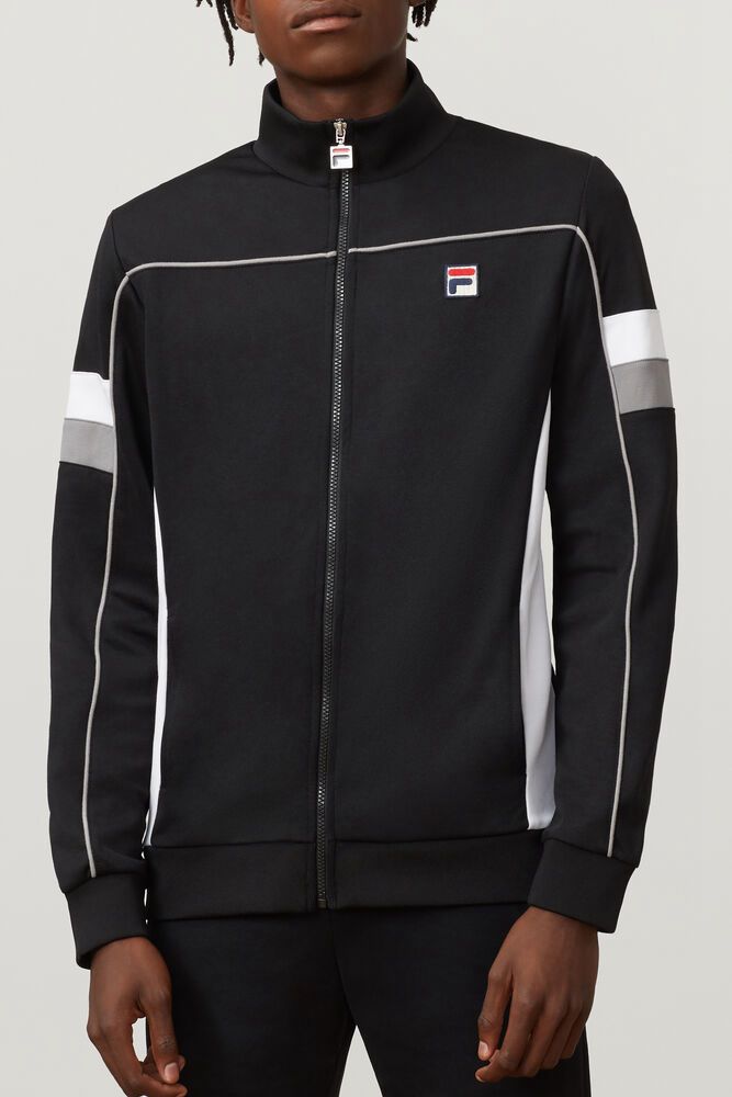 Fila Slalom Track Black Jacket Mens - NZ 90425-KWDL